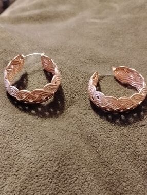 Hand Woven Copper Celtic Hoop Earrings